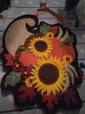 Evergreen Autumn Sunflower & Pumpkin Wall Hanging